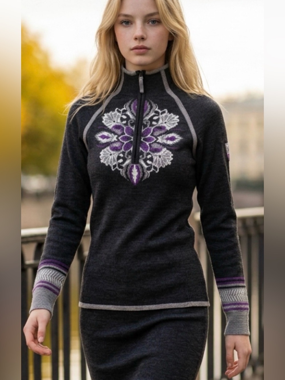 Athleta Stoked Pullover Sweater with 1/4 zip